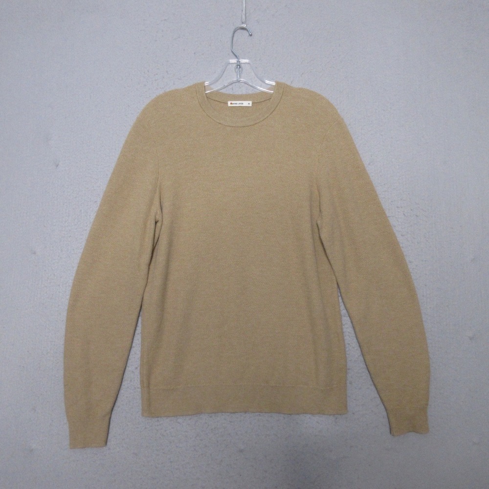 Marine Layer Sweater Tee Men Waffle Knit Cotton Merino Wool Neutral Minimalist